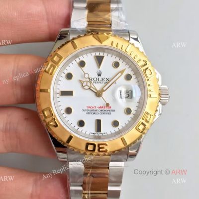 Swiss Copy Rolex Yacht-master 2836 Watch 2-Tone White Face